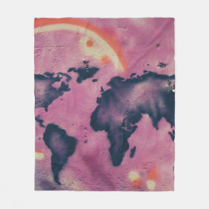 Black and pink abstract art fleece blanket