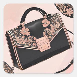 Black and pink AI art Square Sticker