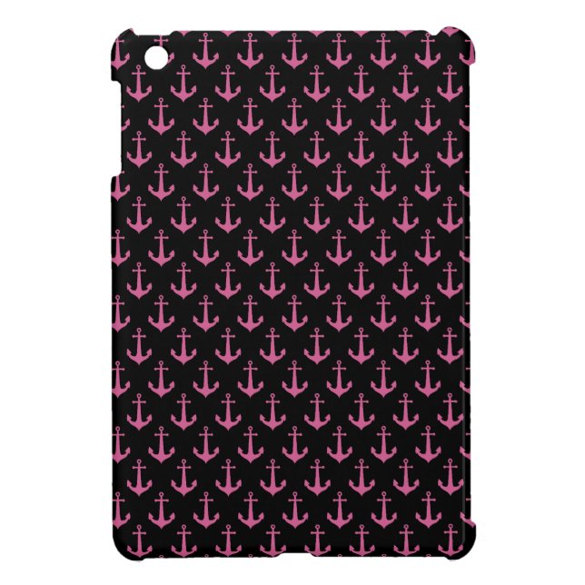 Black And Pink Anchor iPad Mini Case (Back)
