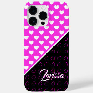 Black And Pink And White Hearts Name Template Case-Mate iPhone 14 Pro Max Case