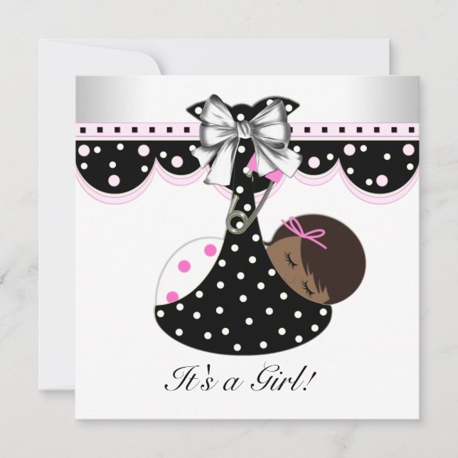 Black and Pink Baby Shower Invitations (Front)