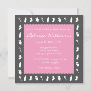 Black and Pink Baby Things Invitation