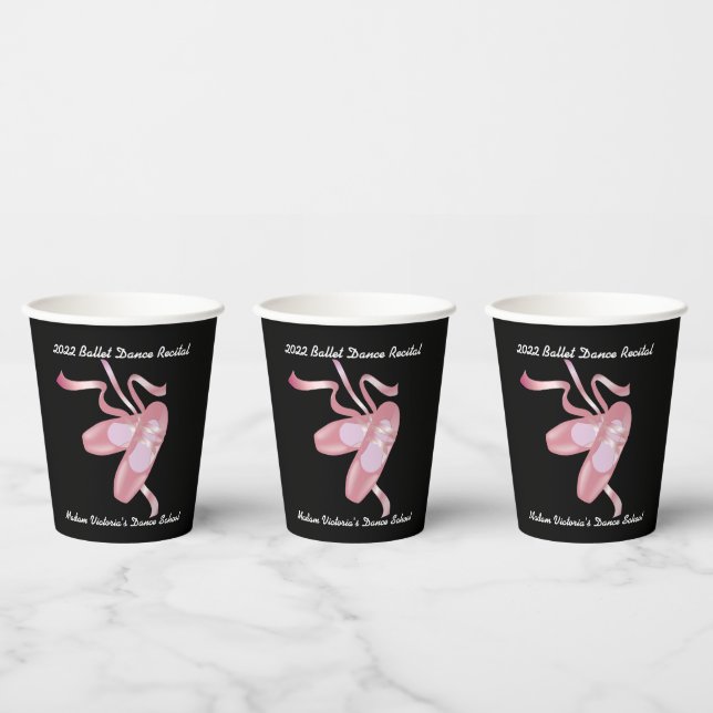 Black and Pink Ballet Toe Shoes Dance Reception Paper Cups (Multi)