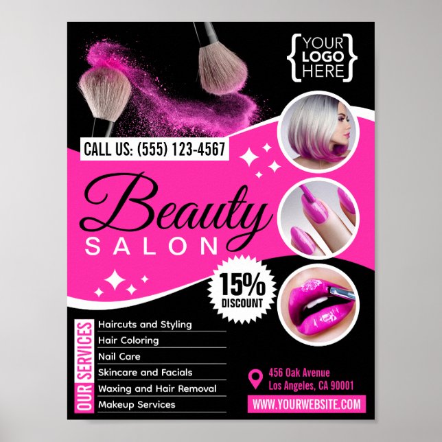 Black and Pink Beauty Salon Designed for download Poster (Front)