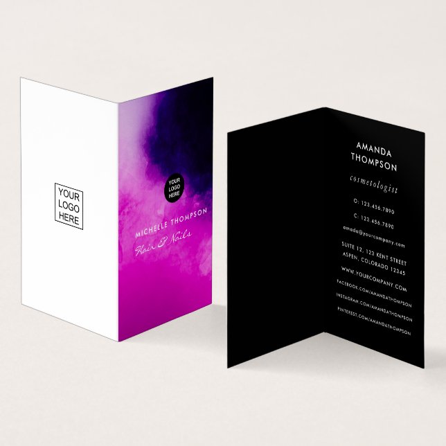 Black and Pink Business Card (Inside and Outside)