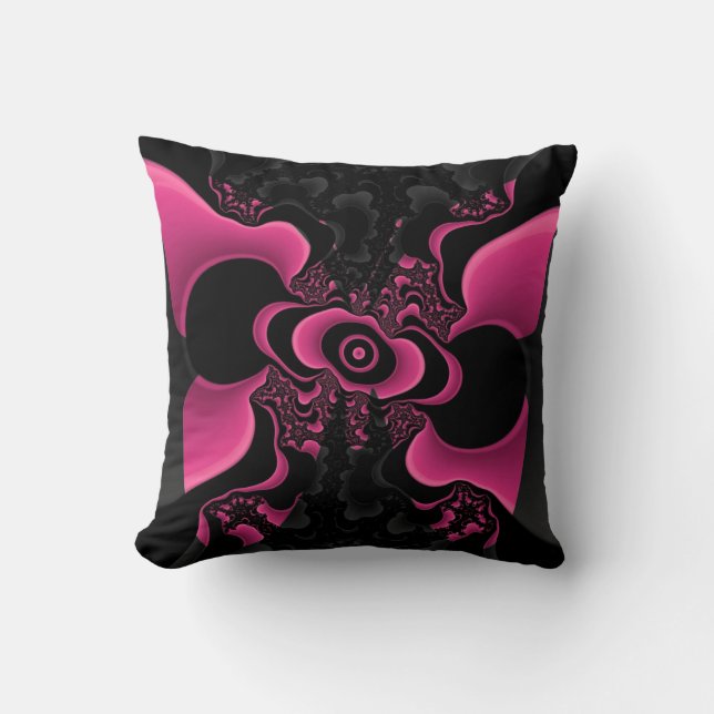 Black and Pink butterfly fractal pillow (Front)