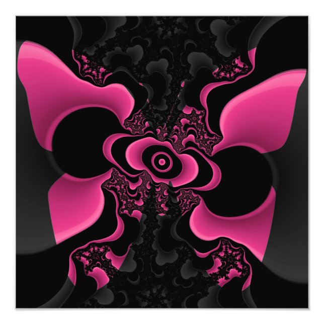 Black and Pink Butterfly Fractal Print (Front)