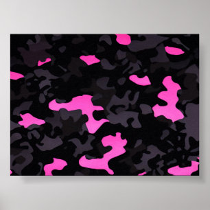 Black and Pink Camouflage Poster