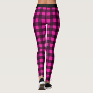 Black and Pink Check Buffalo Plaid Leggings