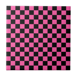 Black and pink checkerboard pattern ceramic tile