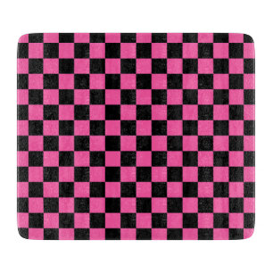 Black and pink checkerboard pattern cutting board