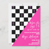 Black and Pink Chequered Neon Bachelorette Party