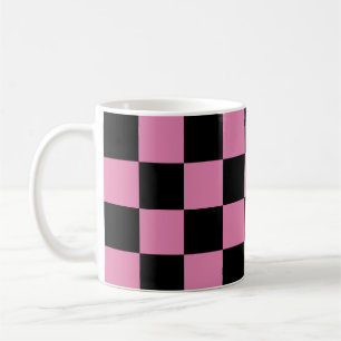 Black and Pink Chequered Print Coffee Mug