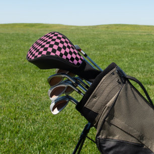 Black and Pink Chequered Print Golf Head Cover