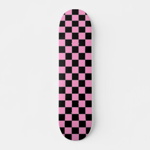 Black and Pink Chequered Skateboard