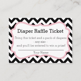Black and Pink Chevron Diaper Raffle Ticket Enclosure Card