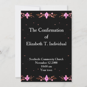 Black and Pink Church Confirmation Invitation