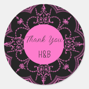 Black and Pink Classic Round Sticker