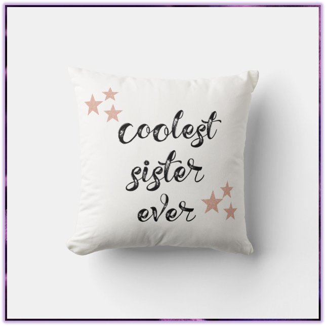 Black and Pink Coolest Sister Ever Cushion (Creator Uploaded)