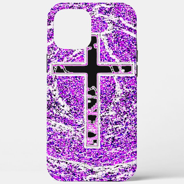 BLACK AND PINK CROSS WITH PURPLE BACKGROUND Case-Mate iPhone CASE (Back)