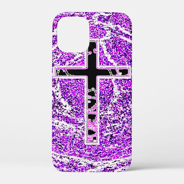 BLACK AND PINK CROSS WITH PURPLE BACKGROUND Case-Mate iPhone CASE (Back)