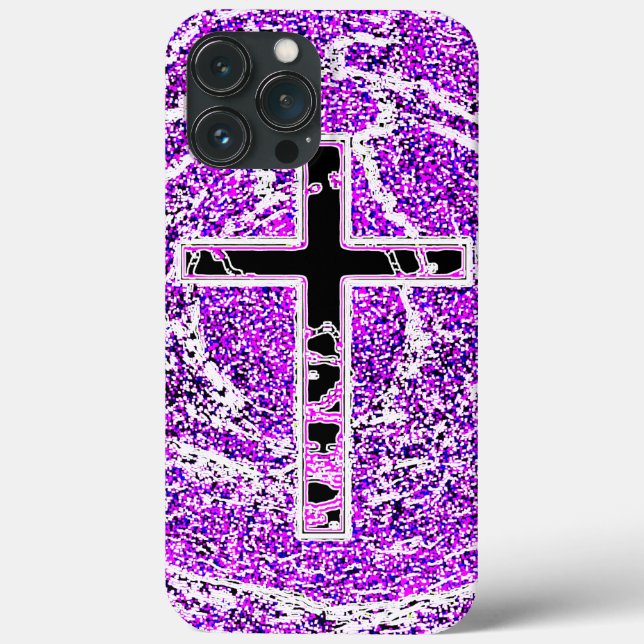 BLACK AND PINK CROSS WITH PURPLE BACKGROUND Case-Mate iPhone CASE (Back)