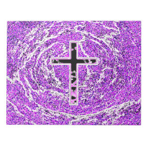 BLACK AND PINK CROSS WITH PURPLE BACKGROUND NOTEPAD