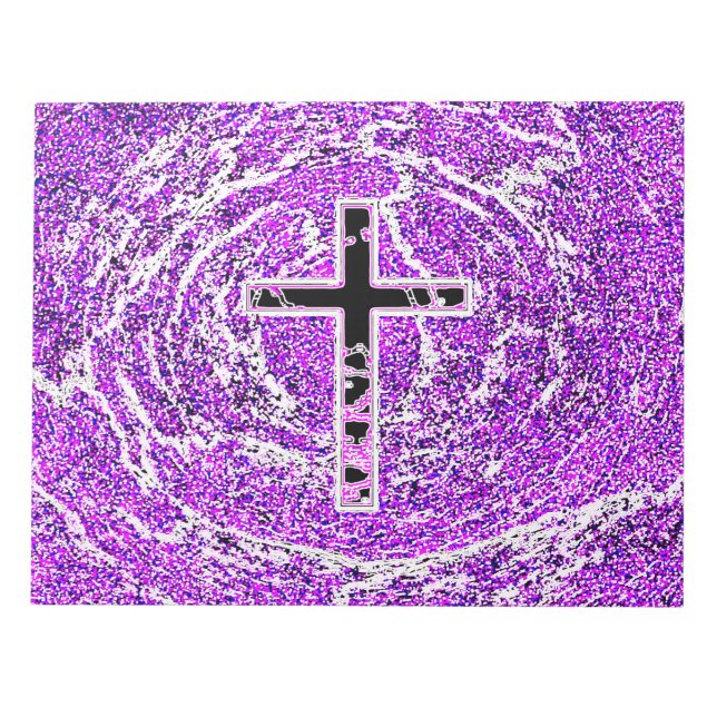 BLACK AND PINK CROSS WITH PURPLE BACKGROUND NOTEPAD (Front)