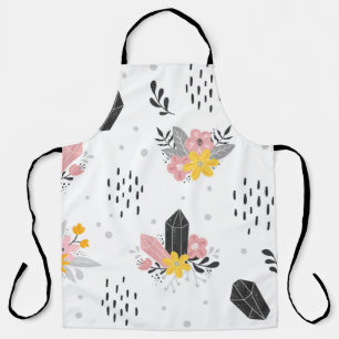 Black and pink crystals with flowers and abstract apron