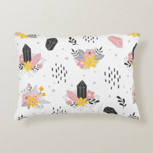 Black and pink crystals with flowers and abstract  decorative cushion