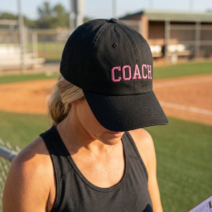 Black and Pink Custom Coach Sports Team Gift Embroidered Hat