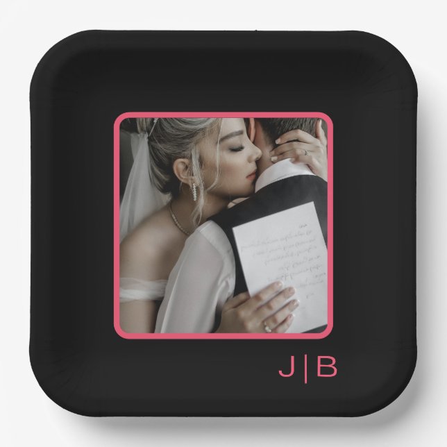  Black, and pink customisable  Paper Plate (Front)