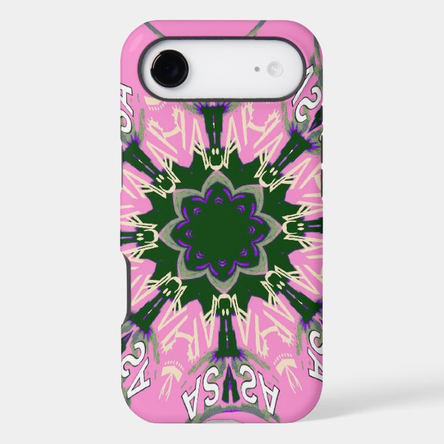 Black and Pink Cute Floral Fashion Motif Monogram  (Back)