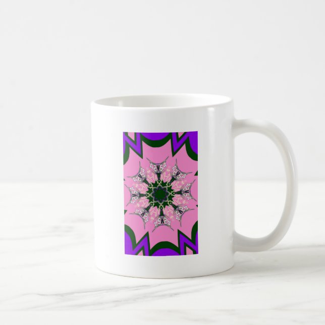 Black and Pink Cute Floral Fashion Motif Monogram  Coffee Mug (Right)