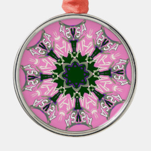 Black and Pink Cute Floral Fashion Motif Monogram Metal Tree Decoration