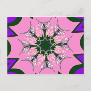 Black and Pink Cute Floral Fashion Motif Monogram Postcard