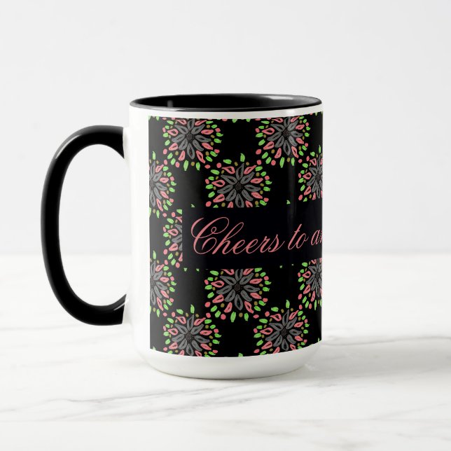 Black And Pink Designer Coffee Mug (Left)