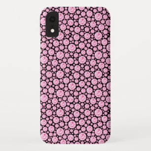 Black and Pink Diamond Bling Pattern iPhone XR Case
