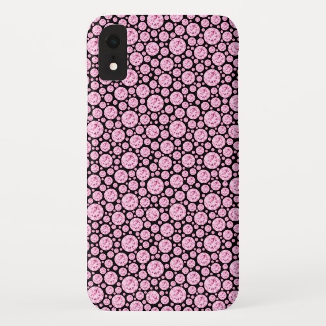 Black and Pink Diamond Bling Pattern Case-Mate iPhone Case (Back)