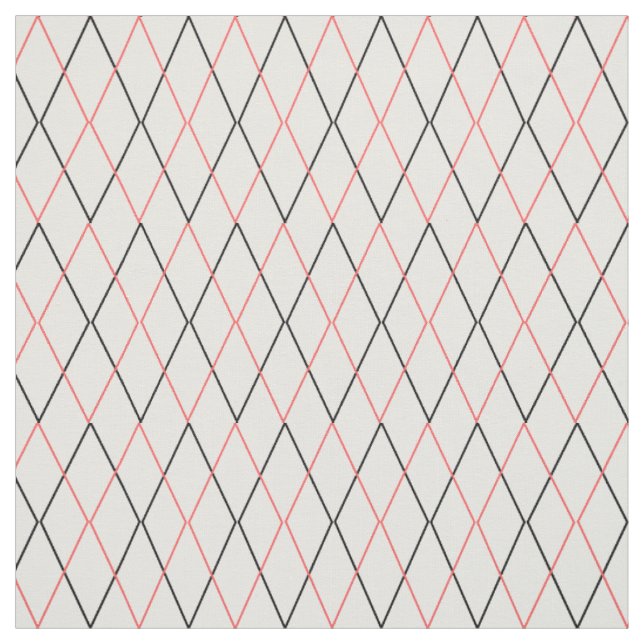 Black and Pink Diamond Pattern Fabric (Swatch)