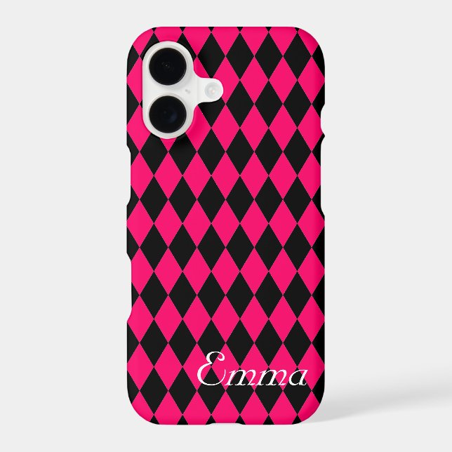 Black and Pink Diamonds Pattern Monogram (Back)