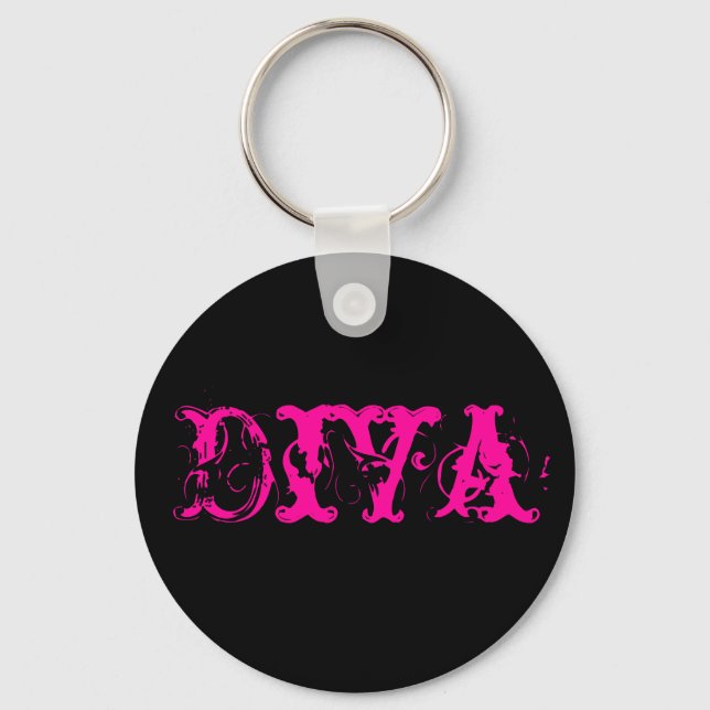 Black and Pink Diva keychain (Front)