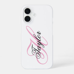 Black and Pink Fancy Monogram iPhone 16 Case
