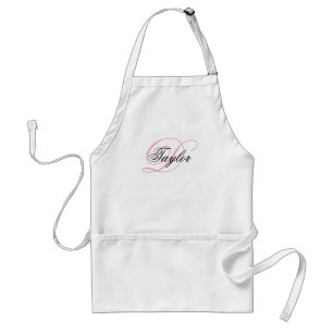 Black and Pink Fancy Monogram Standard Apron