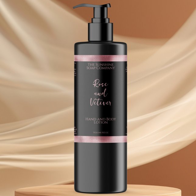 Black and pink faux foil cosmetics bottle label (Creator Uploaded)