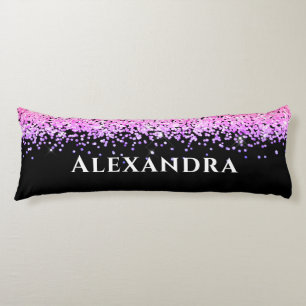 Black And Pink Faux Glitter Aesthetic Custom Name Body Cushion