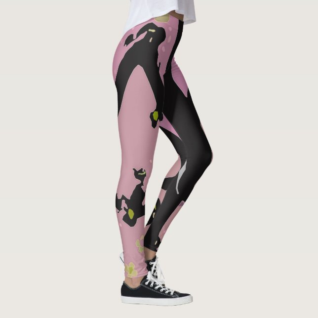 Black and Pink Flip Flop Design Leggings (Right)