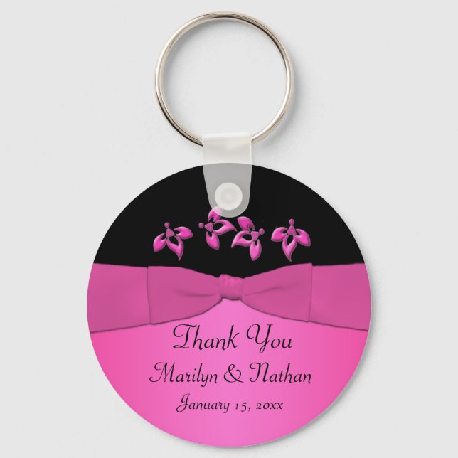 Black and Pink Floral Keychain (Front)
