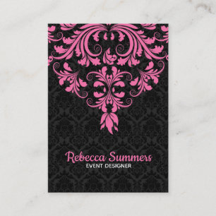 Black And Pink Floral Lace Business Card