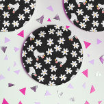 Black And Pink Floral Roller Skating Birthday Paper Plate<br><div class="desc">Cool modern pastel black and white and pink spring summer daisies and white retro roller quad skates with pink wheeles design for roller skater woman, girl. Loveable roller skates pattern design on home decor, mugs, wrapping paper, etc. Roller skates art illustration design gift for daughter, granddaughter, derby girl, roller babe....</div>
